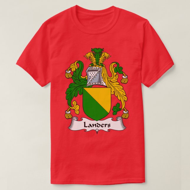 Landers Coat of Arms Family Crest  T-Shirt (Design Front)