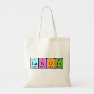 Landin periodic table name tote bag