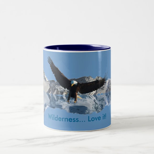 Landing Bald Eagle Wildlife-supporter Drinkware Two-Tone Coffee Mug (Center)