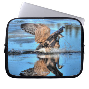 Landing Canada Goose on Lake Wildlife Nature Scene Laptop Sleeve