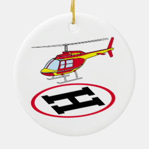 Landing helicopter ceramic ornament