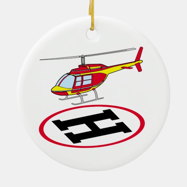 Landing helicopter ceramic ornament (Back)