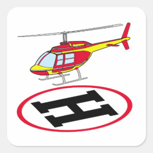Landing helicopter square sticker