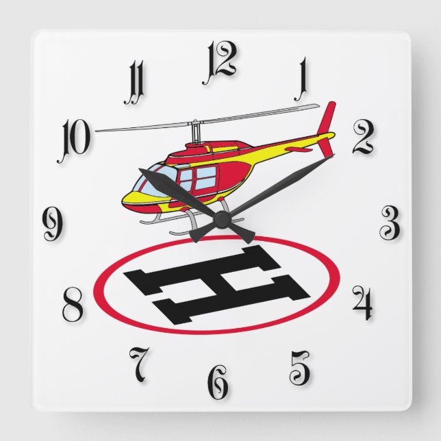 Landing helicopter square wall clock (Front)