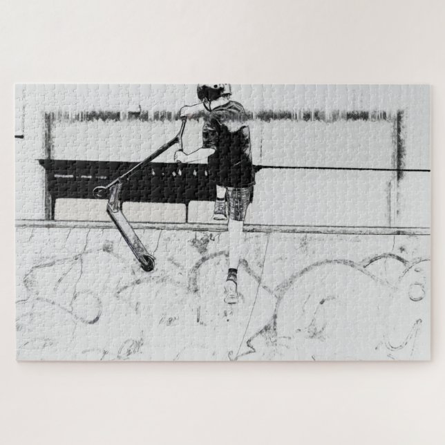 Landing It - Stunt Scooter Rider Jigsaw Puzzle (Horizontal)