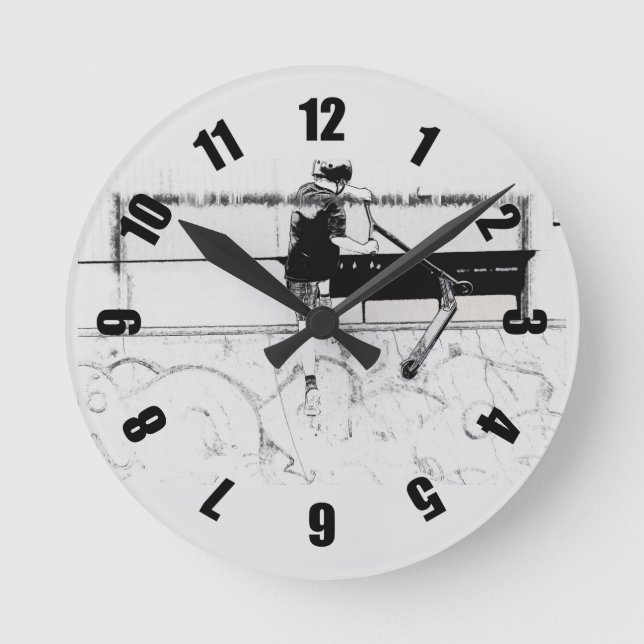 Landing It - Stunt Scooter Rider  Round Clock (Front)