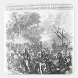 Landing of De Soto in Florida Square Sticker