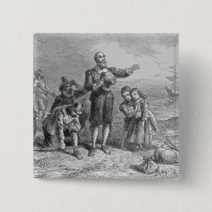 Landing of the Pilgrims, 1620 15 Cm Square Badge