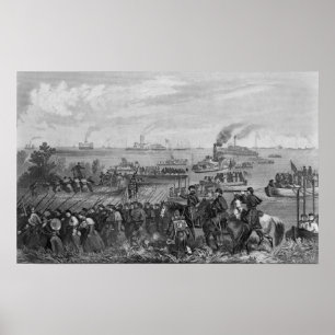 Landing of troops on Roanoke Island Poster