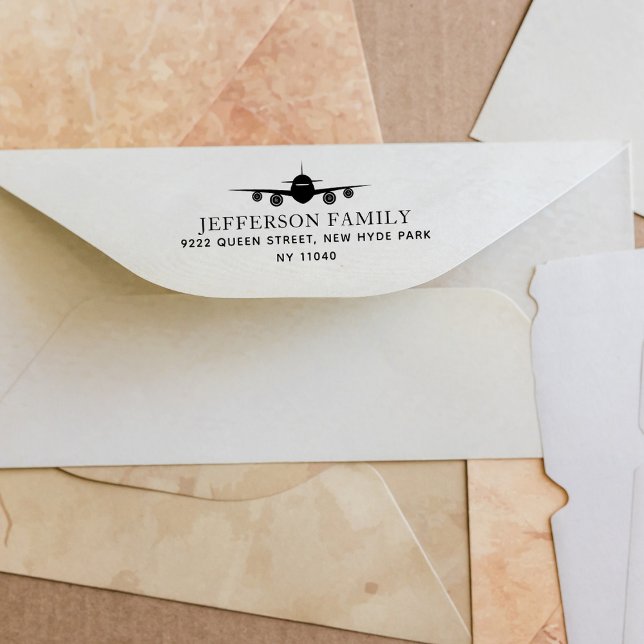 Landing Plane Elegant Traveller Return Address Self-inking Stamp (Creator Uploaded)