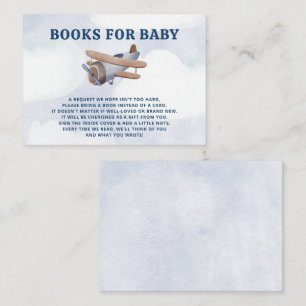 Landing Soon Boy Aeroplane Baby Shower Book Reques Enclosure Card