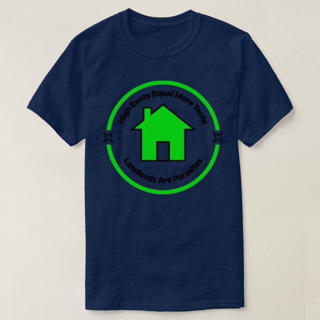 Landlords Are Parasites Lower Rent T-Shirt (Design Front)