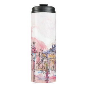 Landmark of Paris with watercolor in a rainy day - Thermal Tumbler