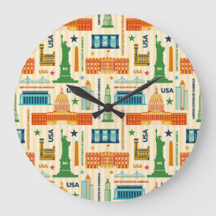 Landmarks of United States of America Large Clock