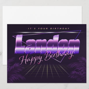 Landon Name Vorname lila retro Karte Geburtstag Card