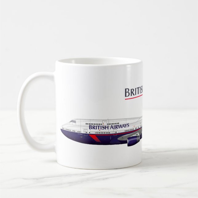 Landor Retro Jumbo Jet Classic British Livery Avia Coffee Mug (Left)