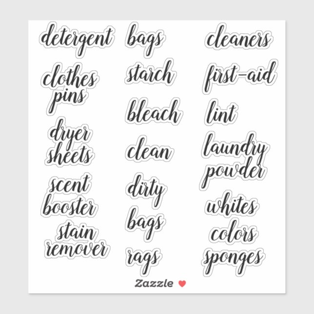 Landry Room Home Organisation Script Label Sticker (Sheet)