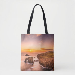 Lands End Sunset Enys Dodnan Armed Knight Cornwall Tote Bag