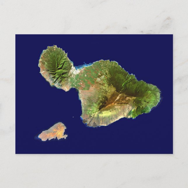 Landsat Satellite Image of Maui from Space Postcard (Front)