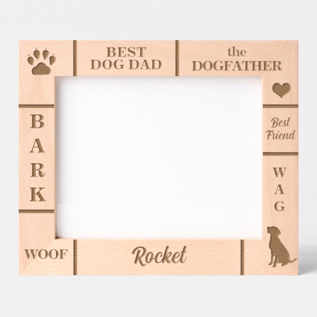 Landscape 10x8 BEST Dog DAD Ever Custom Name Etched Frames (Front)