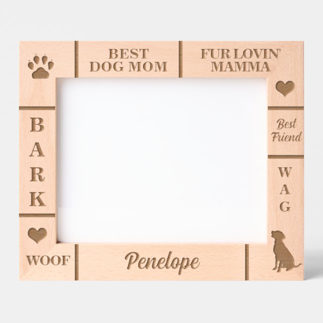 Landscape 10x8 BEST Dog MOM Ever Custom Name Etched Frames (Front)