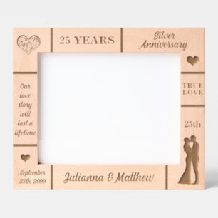 Landscape 10x8 Silver 25th Wedding Anniversary Etched Frames