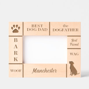 Landscape 6x4 BEST Dog DAD Ever Custom Name Etched Frames