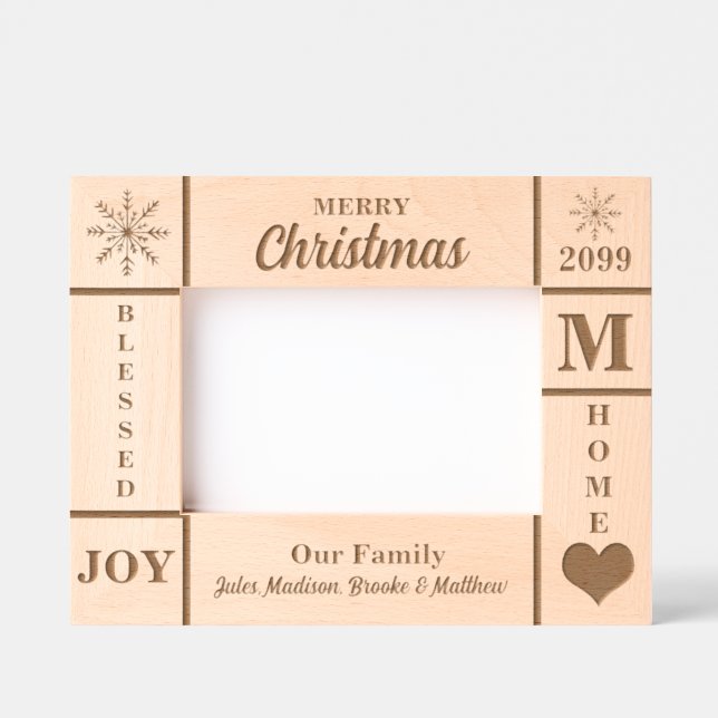 Landscape 6x4 Christmas Our Family Personalised Etched Frames (Front)