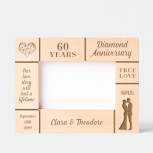 Landscape 6x4 Golden 60th Wedding Anniversary Etched Frames