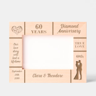 Landscape 7x5 Diamond 60th Wedding Anniversary Etched Frames