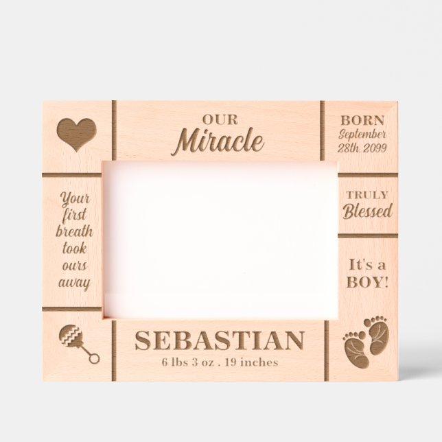 Landscape 7x5 New Baby Personalised Etched Frames (Front)