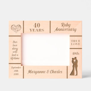 Landscape 7x5 Ruby 40th Wedding Anniversary Etched Frames