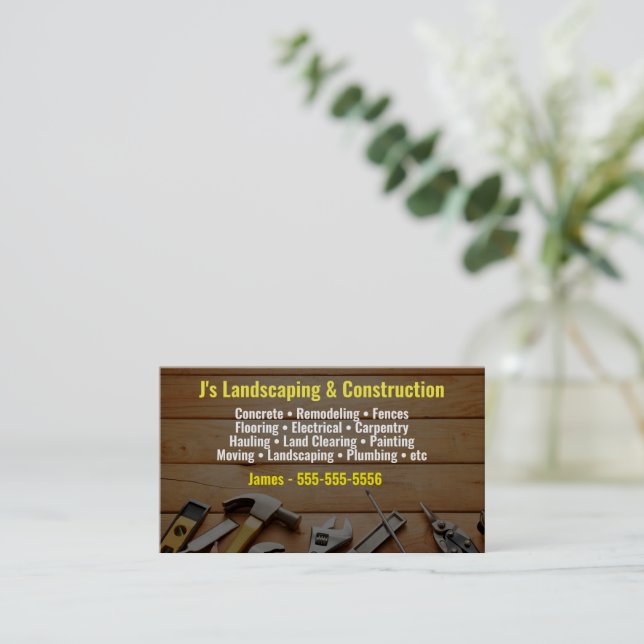 Landscape and Construction Business Card (Standing Front)