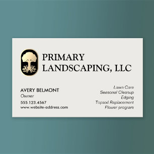 Landscape and Lawn Care Design Rooted Gold Tree Business Card