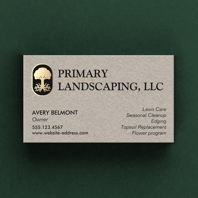 Landscape and Lawn Care Design Tree with Roots Business Card (Creator Uploaded)