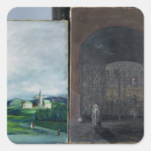 Landscape and street scene square sticker