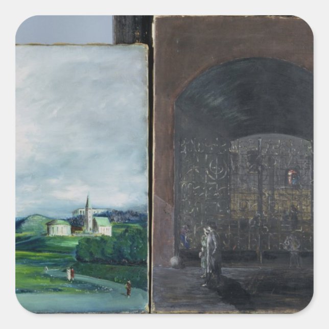 Landscape and street scene square sticker (Front)