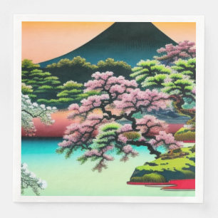 Landscape Asian Cherry Blossoms  Napkin