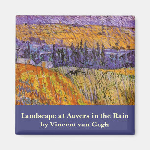 Landscape at Auvers in Rain by Vincent van Gogh Magnet