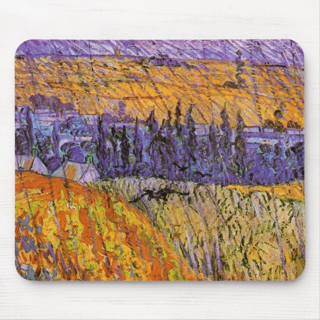 Landscape at Auvers in Rain by Vincent van Gogh Mouse Pad (Front)
