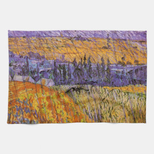 Landscape at Auvers in Rain by Vincent van Gogh Tea Towel
