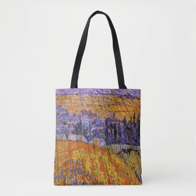 Landscape at Auvers in Rain by Vincent van Gogh Tote Bag (Front)