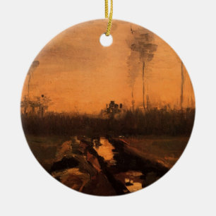 Landscape at Dusk by Vincent van Gogh Ceramic Ornament