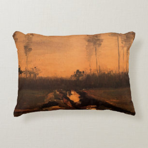 Landscape at Dusk by Vincent van Gogh Decorative Cushion