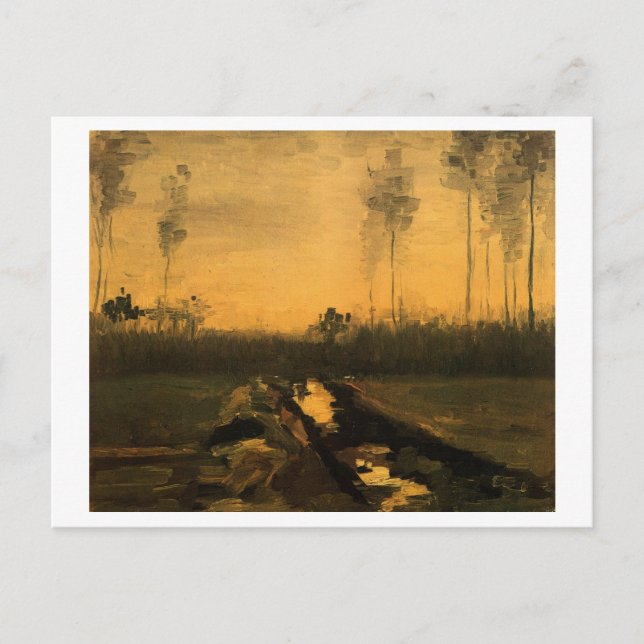 Landscape at Dusk, Van Gogh Fine Art Postcard (Front)