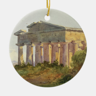 Landscape at Paestum (w/c on paper) Ceramic Ornament