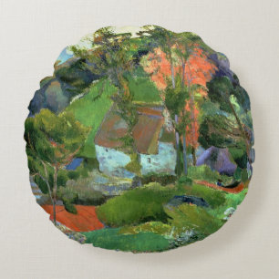 Landscape at Pont Aven, 1888 Round Cushion