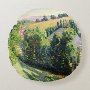 Landscape at Pontgibaud, c.1895 (oil on canvas) Round Cushion