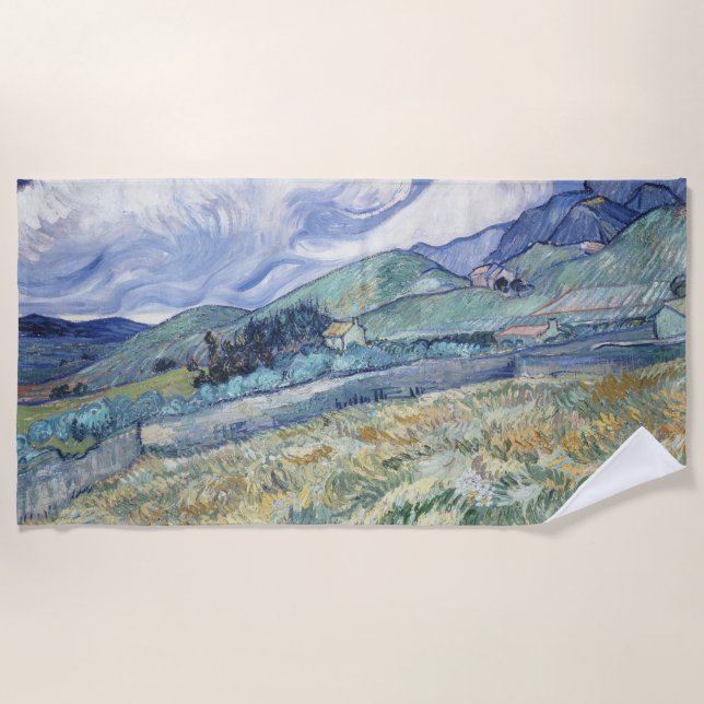  Landscape Behind Saint-Paul Vincent van Gogh     Beach Towel (Front)