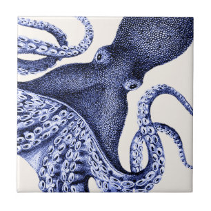 Landscape Blue Octopus Ceramic Tile